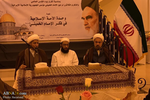 مراسم روز جهانی قدس در مسقط برگزار شد/ نوری شاهرودی: بررسی مساله فلسطین بدون توجه به افکار امام خمینی(ره) ممکن نیست/ جوادی آملی: اتحاد مسلمانان مایه قدرت آنان در برابر متجاوزان است