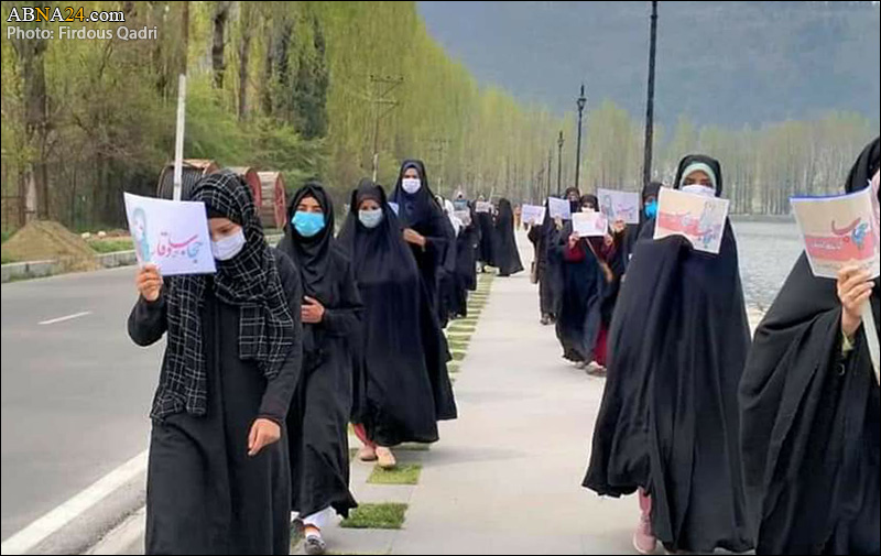 زنان کشمیری در حمایت از حجاب و عفاف راهپیمایی کردند + عکس 