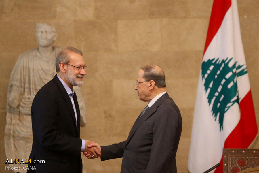 Iran's Parliament Speaker conveys a message from Pres. Rouhani to Aoun